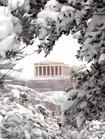 Photos of Acropolis dressed in White, 2022.01.24 Athens dressed in white